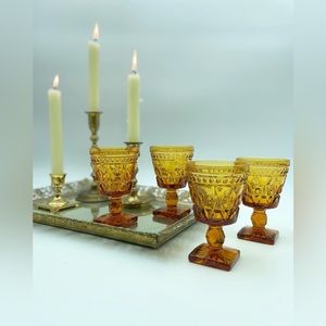 Indiana Glass Colony Park Lane Amber Cordials